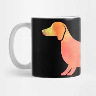 Dachshund Dog Orange Yellow Watercolor Silhouette Mug